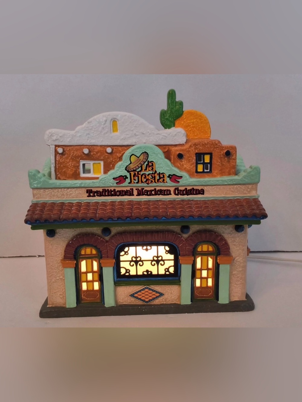 Department 56 La Fiesta Restaurante Snow Village Lighted Building Retired